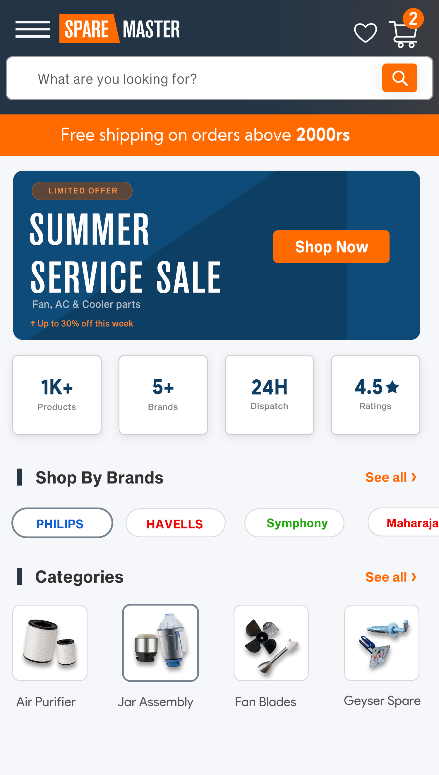 SpareMaster mobile store after redesign